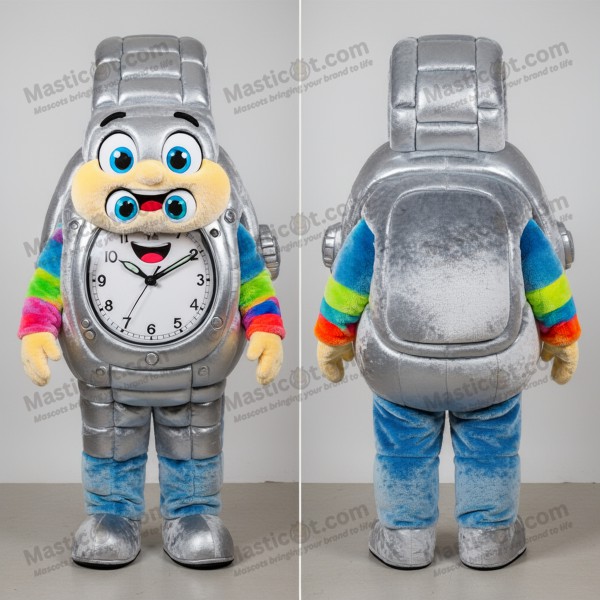 Zářící stříbrné velké hodinky maskot na zápěstí -