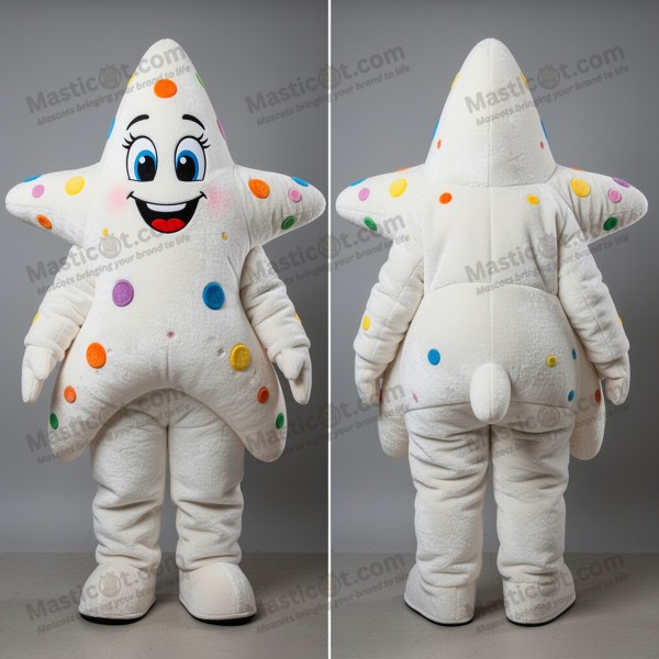 Velvety White Cartoon Starfish Mascot - Masticot.com