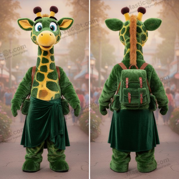 Forest green playful giraffe mascot - Giraffe - MASTICOT_34315 - Masticot.com