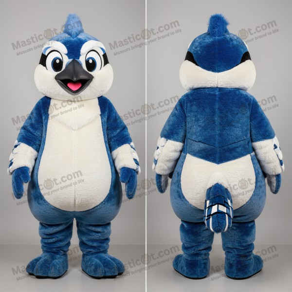 Cream blue broad winged blue jay mascot - Masticot.com