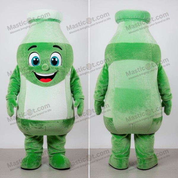 Emerald green broad shouldered bottle of milk mascot -