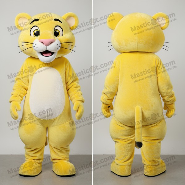 Lemon yellow expressive panther mascot - Masticot.com