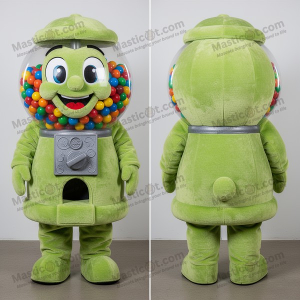 Lime Green Rounded Gumball Machine Mascot - Masticot.com