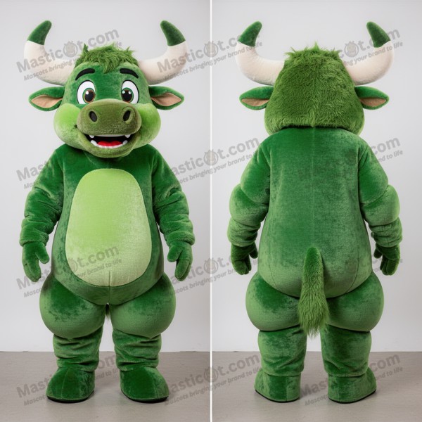 Emerald green broad shouldered minotaur mascot -