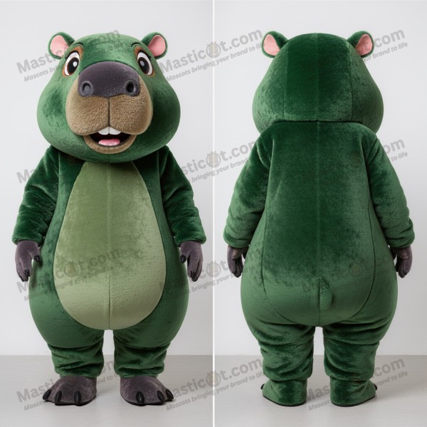 Forest green gentle capybara mascot - Masticot.com