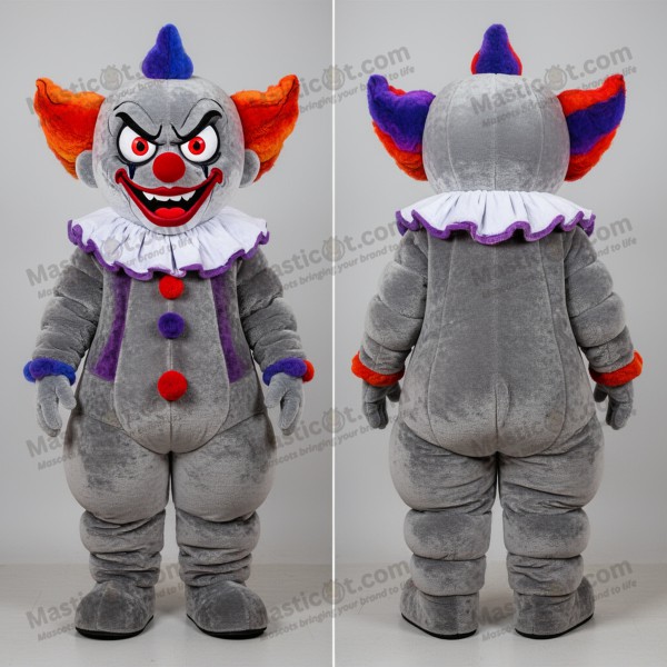 Gray sinister evil clown mascot - Masticot.com
