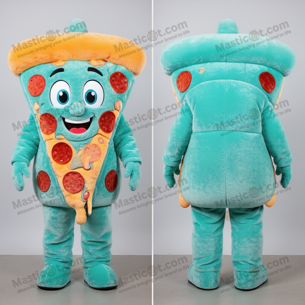 Turquoise plush pizza slice mascot - Masticot.com
