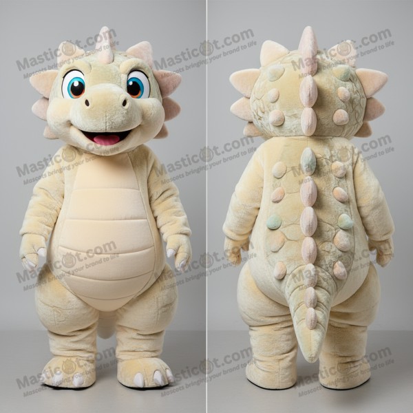 Cream white rounded ankylosaurus mascot - Masticot.com