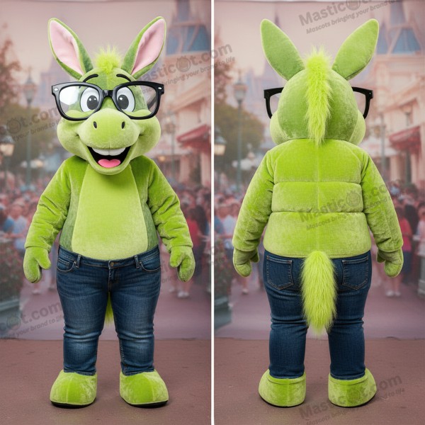 Lime-Grüner Smiley-Esel-Maskottchen - Esel - MASTICOT_34773 - Masticot.com