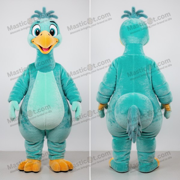 Turquoise plush emu mascot - Masticot.com
