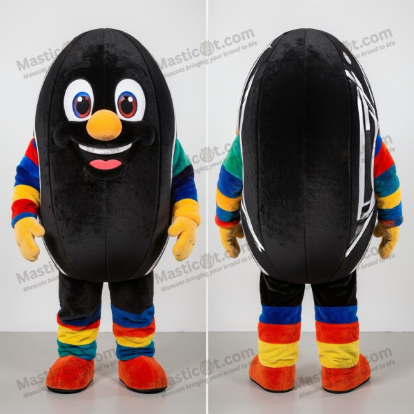 Black Rounded Rugby Ball Mascot - Masticot.com