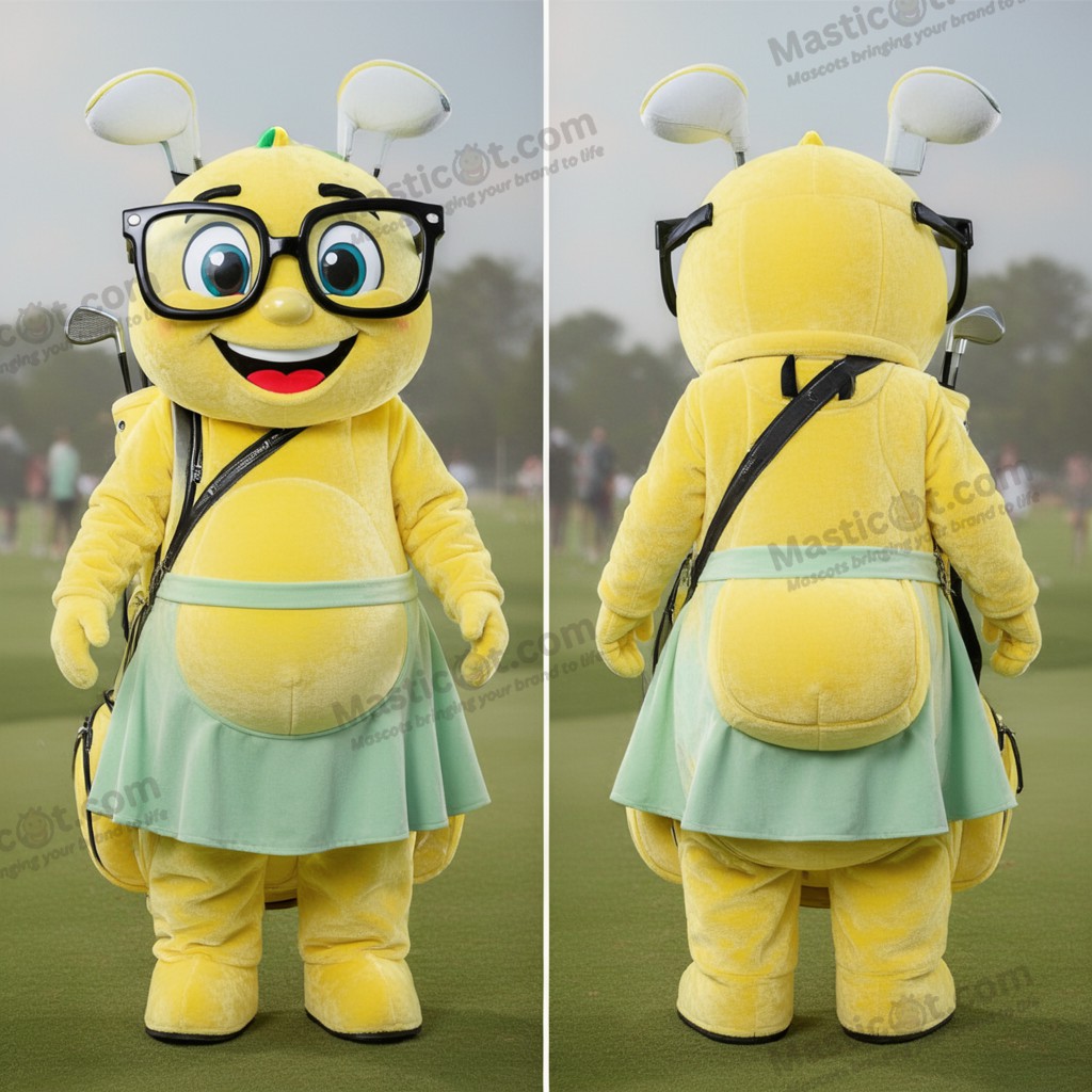 Opgewekte gele golftas mascotte - Golftas - MASTICOT_34829 - Masticot.com