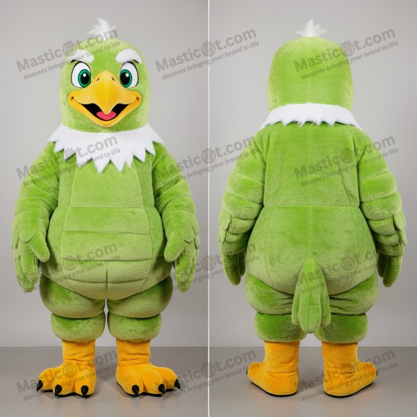 Lime green expressive bald eagle mascot - Masticot.com