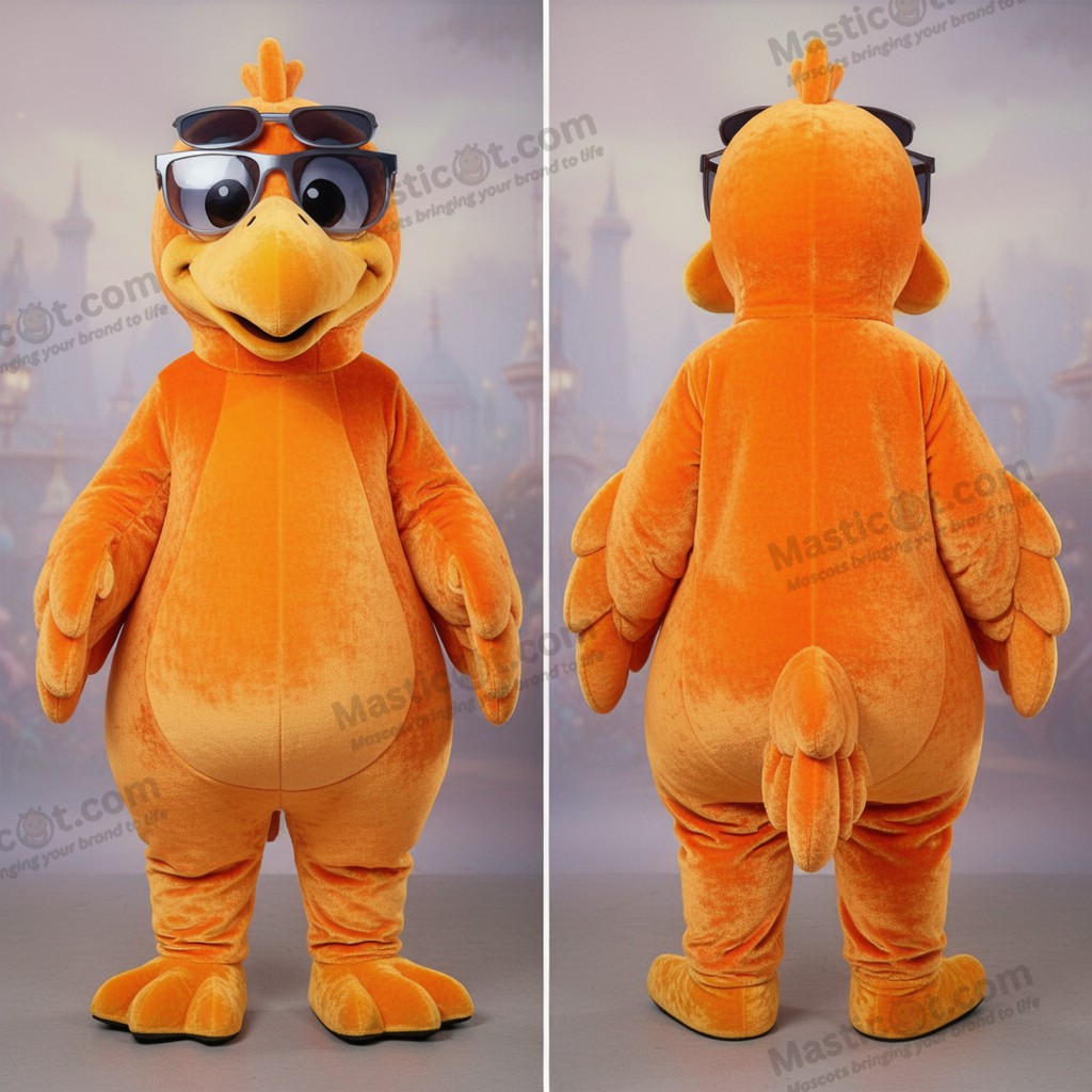 Mascote de Pássaro Dodó Laranja Vibrante - Dodô - MASTICOT_34873 - Masticot.com