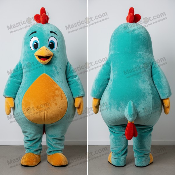 Mascota de Pollo Tandoori de Plumas Turquesas - Masticot.com