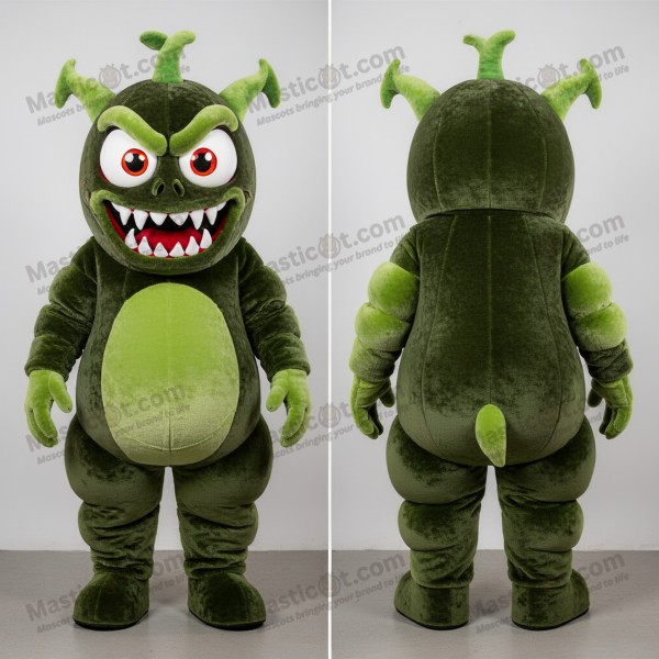Olive green plush demon mascot - Masticot.com