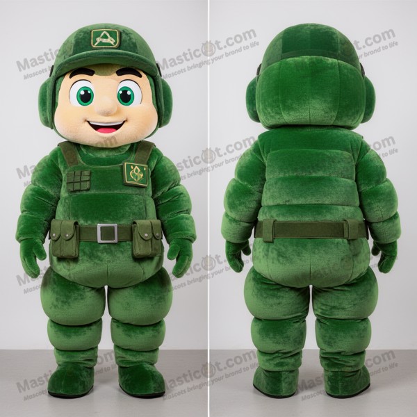 Emerald green broad shouldered soldier mascot - Masticot.com