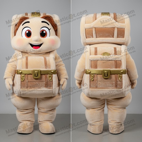 Beige Velvety Treasure Chest Mascot - Masticot.com