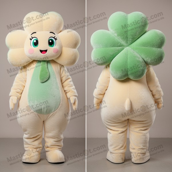 Kremová nadýchaná čtyřlístková maskot čtyřlístku -