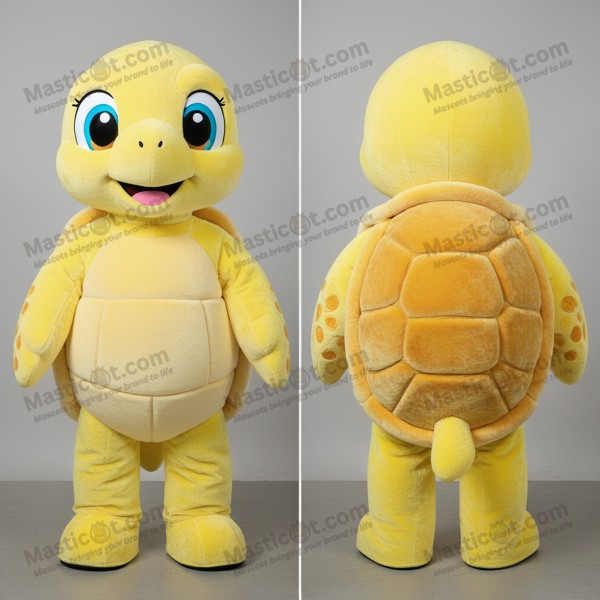 Lemon yellow cuddly sea turtle mascot - Masticot.com