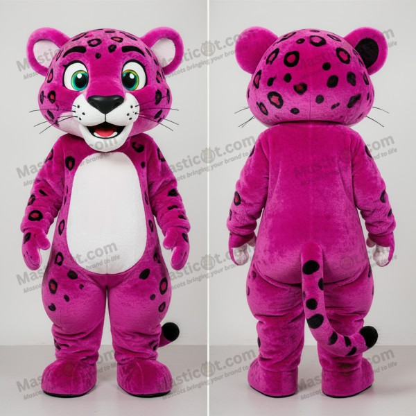Magenta velvety jaguar mascot - Masticot.com