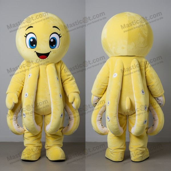 Lemon Yellow Smiling Octopus Mascot - Masticot.com