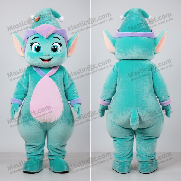 Turquoise Biker Elf Mascot - Masticot.com