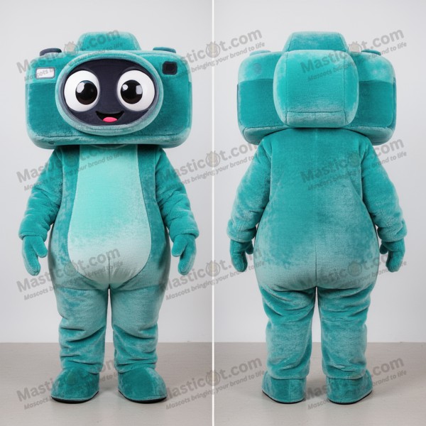 Teal Velvety Cartoon Camera Mascot - Masticot.com