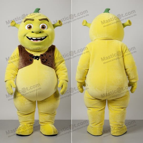 Lemon yellow plush ogre mascot - Masticot.com