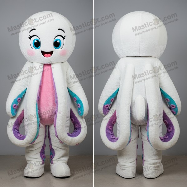 White plump tentacles octopus mascot - Masticot.com