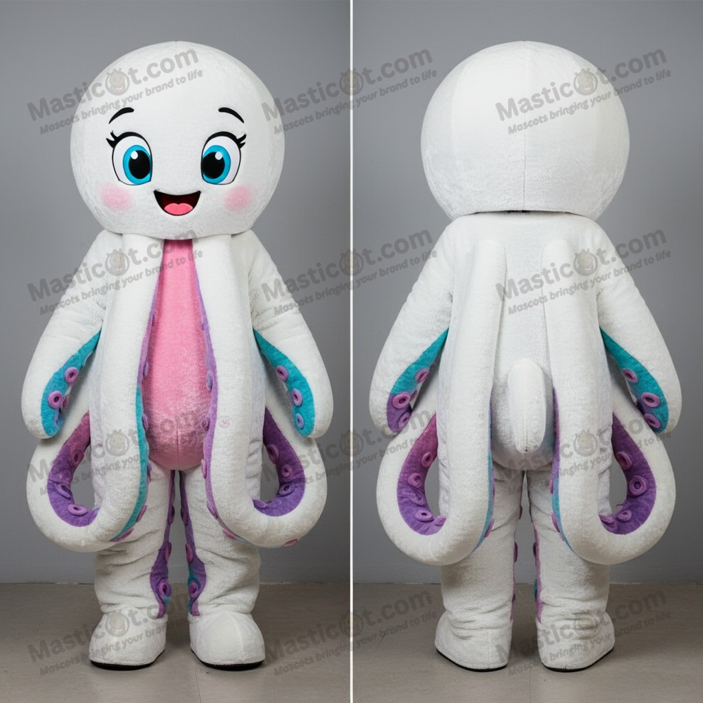 White plump tentacles octopus mascot - Masticot.com