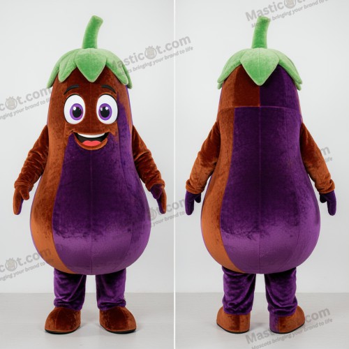 Rust orange plump eggplant mascot - Eggplant - MASTICOT_35333 - Masticot.com