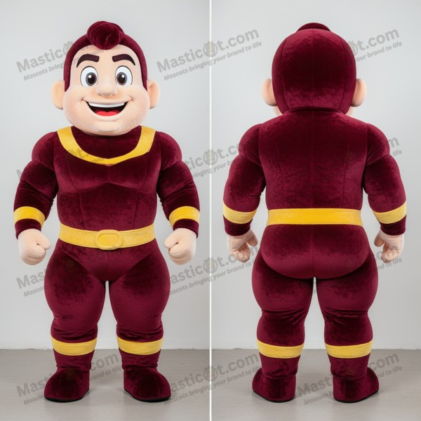 Maroon muscular strongman mascot - Masticot.com