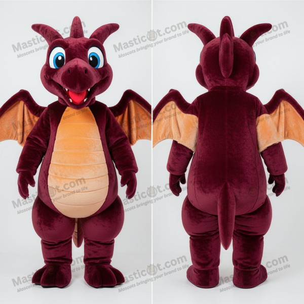 Maroon Velvety Pterodactyl Mascot - Masticot.com