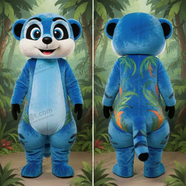 Sky blue playful meerkat mascot - Meerkat - MASTICOT_3514 - Masticot.com