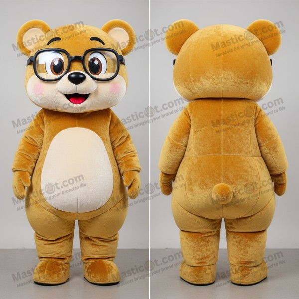 Golden furry spectacled bear mascot - Masticot.com