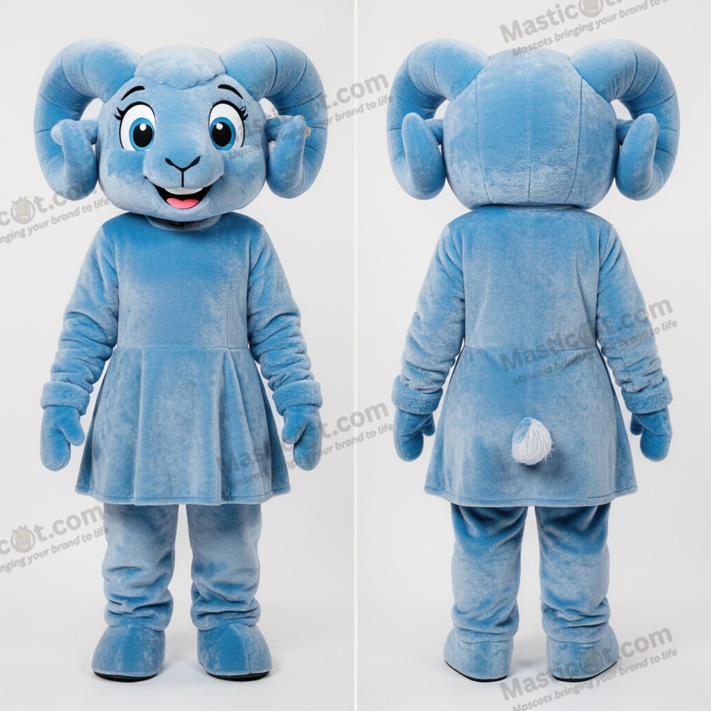 Fluffig blå ram-maskot - Ram - MASTICOT_35591 - Masticot.com
