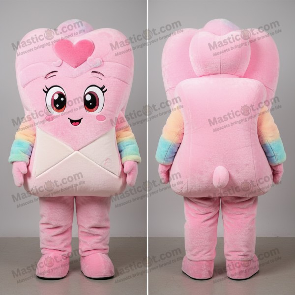 Roze, afgeronde liefdesbrief mascotte - Masticot.com