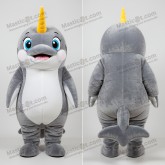 Gray spiraled horn narwhal mascot - Masticot.com