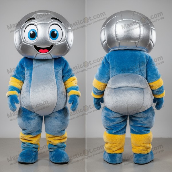 Silver Velvety Cartoon Handball Ball Mascot - Masticot.com