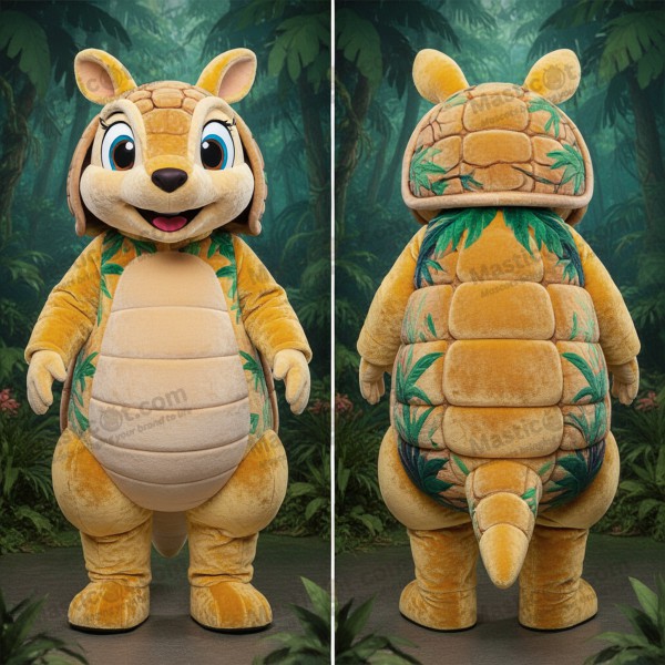 Golden Cartoon Armadillo Mascot - Masticot.com