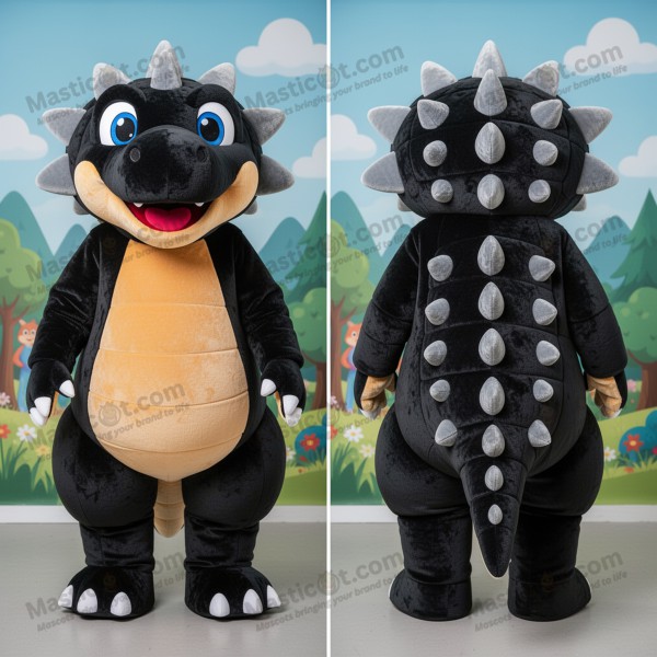 Costum de mascota ankilosaur negru blindat - Masticot.com