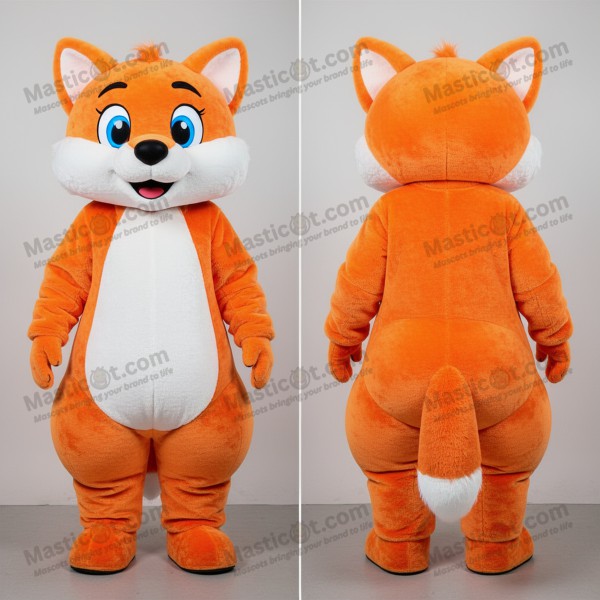 Rust orange wide eyed ermine mascot - Masticot.com