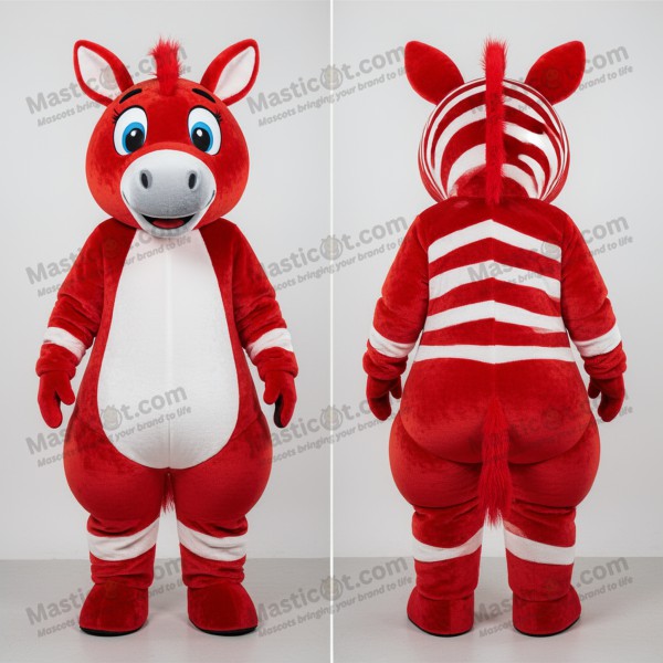 Crimson flowing quagga mascot - Masticot.com