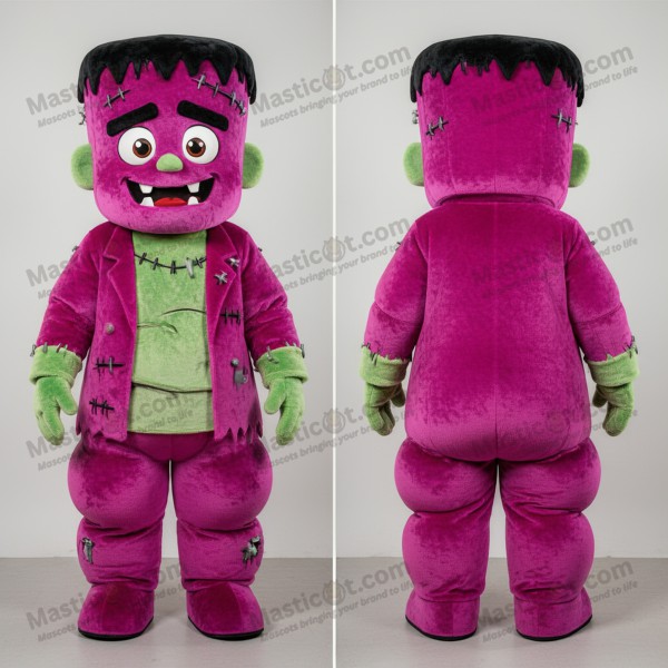 Magenta velvety frankensteins monster mascot - Masticot.com