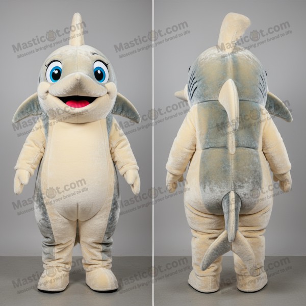 Cream Cartoon Swordfish Mascot - Masticot.com