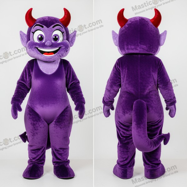 Purple velvety devil mascot - Devil - MASTICOT_36024 - Masticot.com