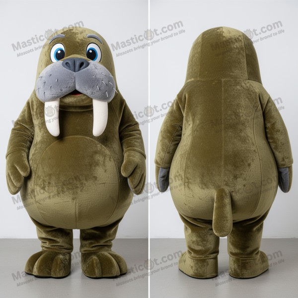 Costum de mascota morse verde măsliniu cu umeri largi -