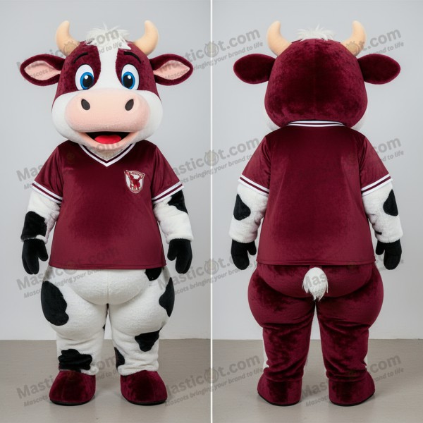 Mascota de vaca jersey aterciopelada color burdeos -