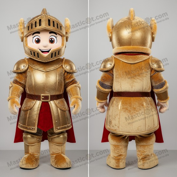 Gleaming Gold Cartoon Medieval Knight Mascot - Masticot.com